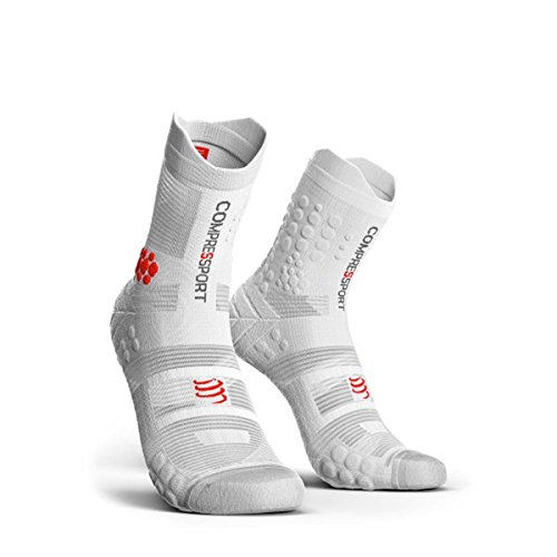 COMPRESSPORT Pro Racing Socks v3.0 Trail Calcetines para Correr, Unisex-Adult, Blanco, T1