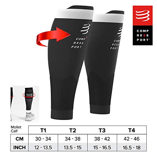 COMPRESSPORT R2V2 - Manga de compresión para las pantorrillas - Protección muscular, rendimiento y recuperación para el deporte - Ultraligero y anti-fatiga - Correr, Ciclismo, Trail y Triatlón, Negro