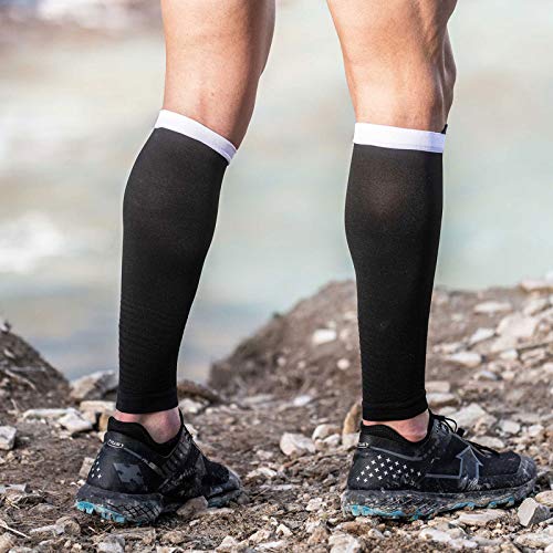 COMPRESSPORT R2V2 - Manga de compresión para las pantorrillas - Protección muscular, rendimiento y recuperación para el deporte - Ultraligero y anti-fatiga - Correr, Ciclismo, Trail y Triatlón, Negro