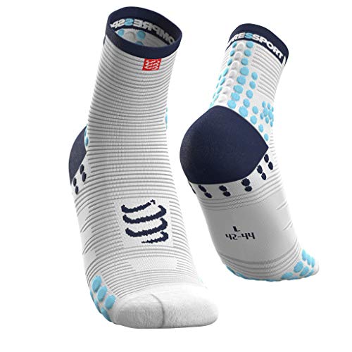 COMPRESSPORT SH3T2WB Calcetines, Hombre, Blanco/Azul, 2XL