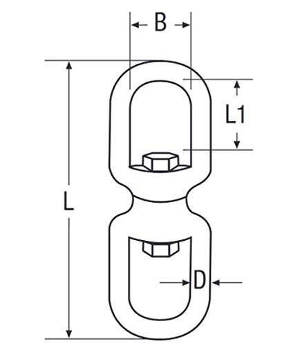 Constrabo®| Gancho giratorio de doble extremo ojo a ojo M6 de acero inoxidable AISI316 V4A | BL 1200g, 6mm | Grillete giratorio, eslabón giratorio de cadena, anillo giratorio para parrilla giratoria