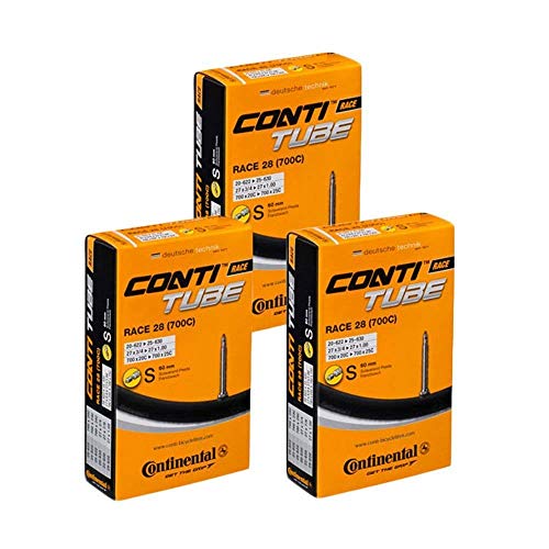 Continental Pack 3 cámaras 28, 20-25, válvula Presta (Fina), 60 mm, Ciclismo, Negro, 700c Road