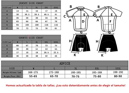 Cornasee Ropa Ciclismo Verano para Hombre Ciclismo Maillot y Culotte Pantalones Cortos (Amarillo,L)