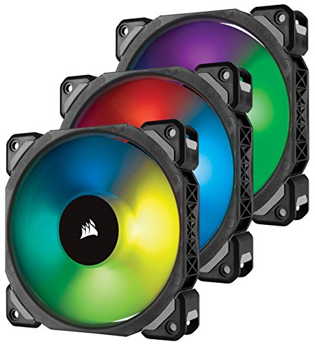 Corsair ML120 Pro - Ventilador de levitación magnética, 120 mm premium, con LED RGB, paquete de 3 ventiladores con Lighting Node PRO (CO-9050076-WW)