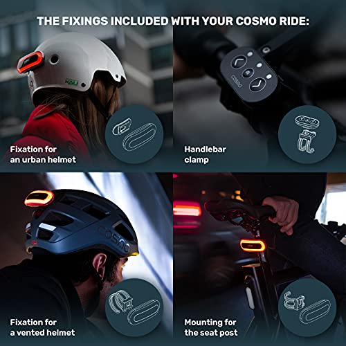 Cosmo Connected CB-COB-001-BLACK La luz Inteligente para la Bicicleta y la Movilidad Urbana