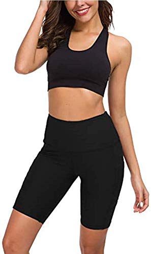 COTOP pantalones cortos de yoga para mujeres, pantalones cortos deportivos de cintura alta de verano con bolsillos para entrenamiento de gimnasia, fitness, trotar, correr, motorista(M)