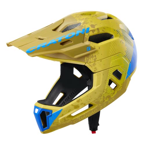 Cratoni C-Maniac 2.0 MX - Casco de bicicleta de montaña (52-56 cm), color amarillo y azul mate