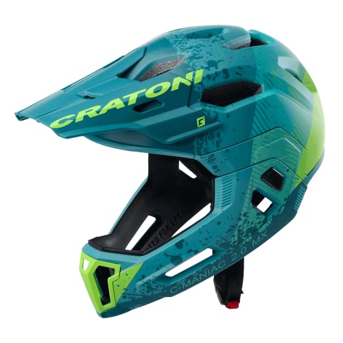 Cratoni C-Maniac 2.0 MX - Casco de bicicleta de montaña (54-58 cm), color verde petróleo mate