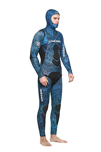 Cressi Apnea Men Complete Wetsuit 7mm Traje Profesional Apnea y Pesca, Hombre, Azul Camou, L/4