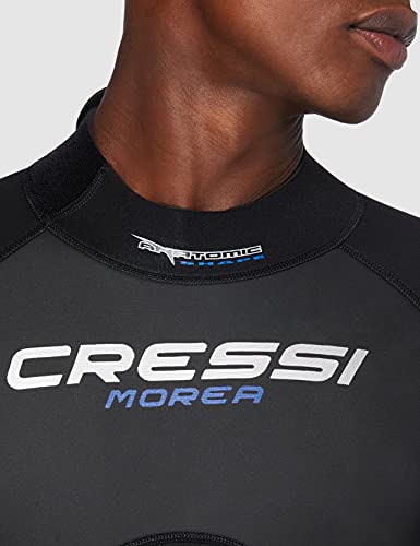 Cressi Morea Man Monopiece Wetsuit 3mm Traje de Buceo Neopreno para los Hombres, Negro/Azul/Plata, M/3