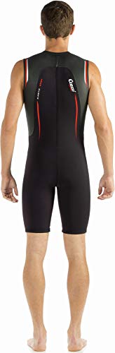 Cressi Termico Man Shorty Wetsuit Traje Monoshort sin Capucha en Neopreno 2mm Biforrado para Hombre, Men's, Negro/Rojo, S/2