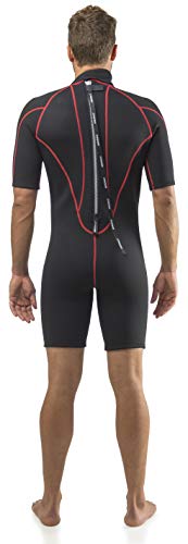 Cressi Tortuga Man Shorty Wetsuit Traje Monoshort sin Capucha en Neopreno 2.5mm Biforrado para Hombre, Men's, Negro/Rojo, S/2