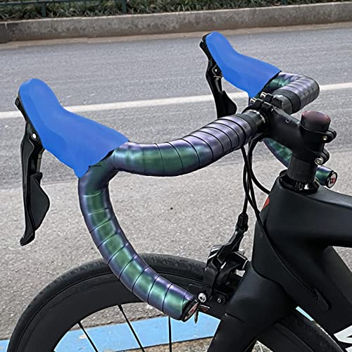 Cubierta de manija de freno Bicicleta, Protector de agarre de maneta de freno, Manguito de silicona de agarre de palanca de freno antideslizante universal para bicicleta de carretera y MTB, Negro / Az