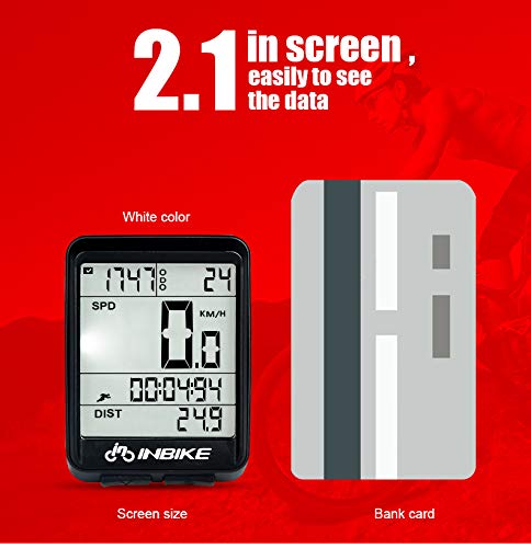 Cuentakilómetros de Bicicleta Inalámbrico Impermeable, Velocímetro de Bicicleta Multifunción, Pantalla LCD con Cronómetro, Contador de Velocidad y Odomómetro (A)