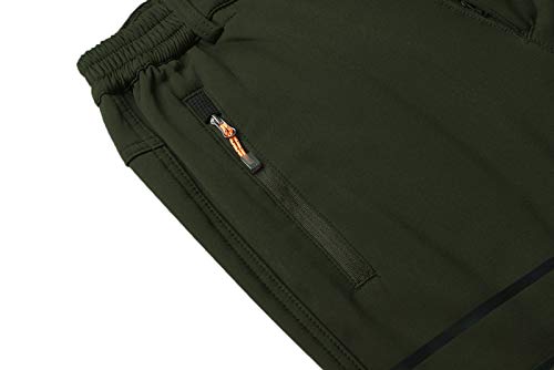 DAFENP Pantalones Trekking Hombre Impermeable Pantalones de Escalada Senderismo Alpinismo Invierno Polar Forrado Aire Libre KZ1662M-ArmyGreen2-L