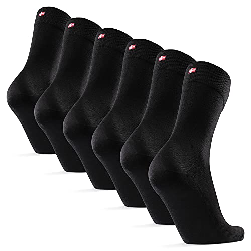 DANISH ENDURANCE 6 Pares Calcetines de Bambú para Hombre y Mujer, Super Suaves, Cómodos, Transpirables y Duraderos, Pies Frescos, Corte Clásico, Negro (Negro, EU 48-51)