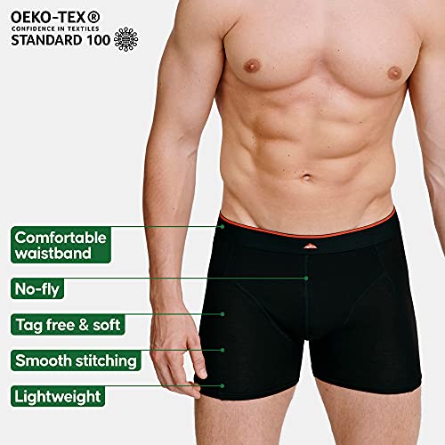 DANISH ENDURANCE Calzoncillos Boxer de Bambú para Hombre, Pack de 3, Ropa Interior Antibacteriana y Ultra Suave, Ajustados, Comodidad Superior, Negro, Blanco, Gris, Multipack (Negro, Medium)