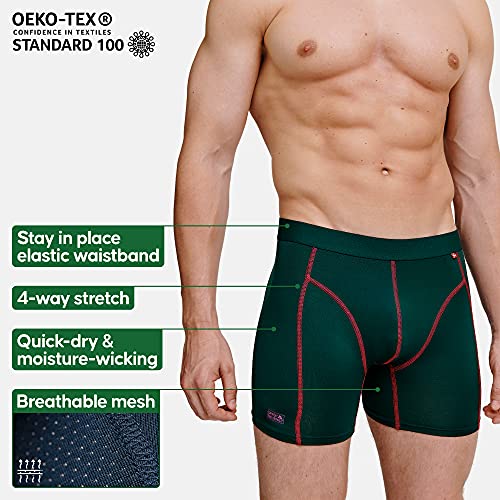 DANISH ENDURANCE Calzoncillos Bóxer de Deporte Pack de 3 (Multicolor: 1 x Negro, 1 x Verde/púrpura, 1 x Negro/Rojo, XX-Large)