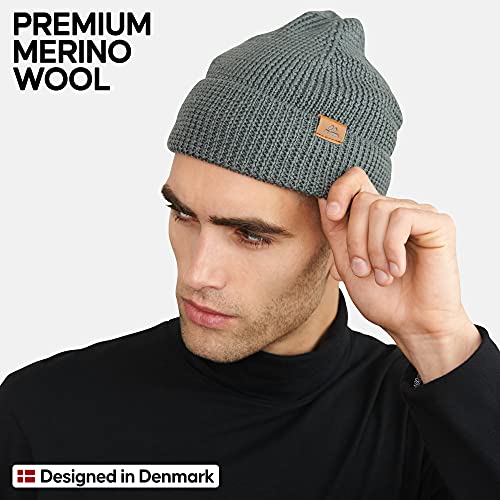 DANISH ENDURANCE Gorro Beanie de Lana Merina para Hombre y Mujer, Suave y Elástico, con Materiales Reciclados (Gris)