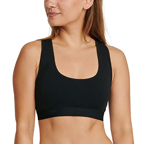 DANISH ENDURANCE Sujetador de Algodón Orgánico para Mujer, Paquete de 3, Bralette Cómodo Negro, Gris y Azúl (Negro, XX-Large)