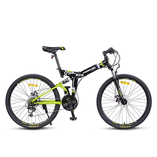 Dapang Bicicleta de montaña MTB Plegable de Doble suspensión, Cuadro de Acero de 26", Guardabarros Delantero y Trasero de 24 velocidades Freno de Disco mecánico Delantero y Trasero,3,26"