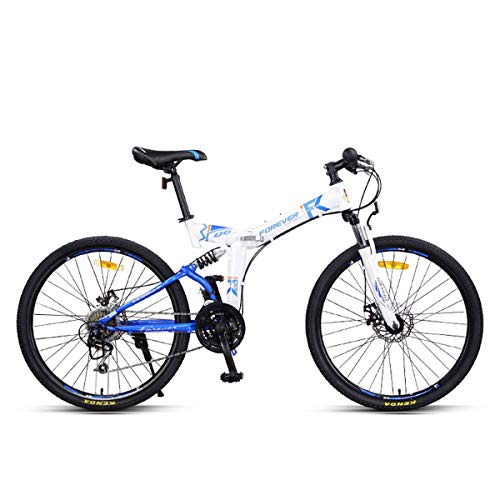 Dapang Bicicleta de montaña MTB Plegable de Doble suspensión, Cuadro de Acero de 26", Guardabarros Delantero y Trasero de 24 velocidades Freno de Disco mecánico Delantero y Trasero,1,26"