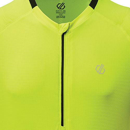 Dare2b Aces-Maillot Reflectante, Tejido Ligero De Secado Rápido, Paneles De Ventilación De Malla, Bolsillo De Seguridad Y Cremallera 3/4 Stretch Midlayer, Hombre, Fluro Yellow/Black, L