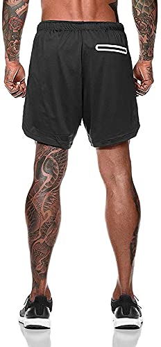 Davicher Pantalón Corto para Hombre Pantalones Cortos Deportivos para Correr 2 en 1 con Forro de Bolsillo Incorporado Fitness Shorts Deportivos para Hombres Pantalones Cortos de Gimnasio