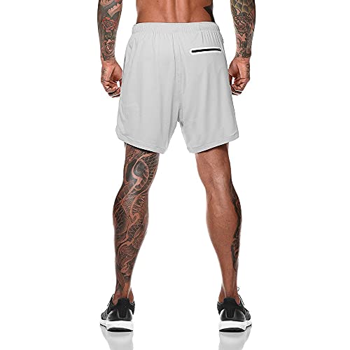 Davicher Pantalón Corto para Hombre Pantalones Cortos Deportivos para Correr 2 en 1 con Forro de Bolsillo Incorporado Fitness Shorts Deportivos para Hombres Pantalones Cortos de Gimnasio