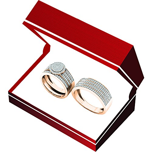 Dazzlingrock Collection - Anillo de compromiso para hombre y mujer, oro de 10 quilates, diamante blanco redondo de 0,80 quilates