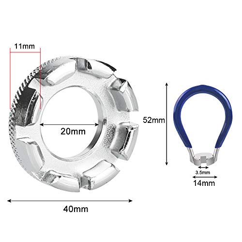 DECARETA Llave de radios de bicicleta, de hierro, tamaño 10 – 15, universal, para bicicleta, vehículo eléctrico, herramienta para radios de bicicleta, color plateado