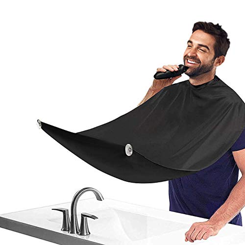 Delantal para barba recortadora de barba, capa para afeitar, impermeable, antiadherente, con 2 ventosas, regalo para hombres