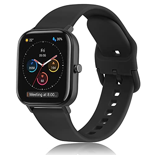 DEOU Correa Compatible con Amazfit GTS,20mm Silicona Suave Pulseras de Repuesto para Amazfit GTR 42mm/Amazfit GTS 2/2 Mini/2e/Amazfit Bip/Bip Lite(Negro)