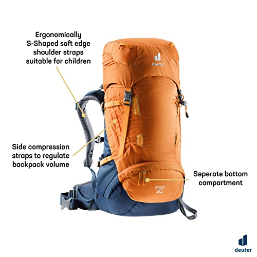 Deuter Fox 30 Mochila de Trekking para niños, Unisex Kids, Mango-Midnight, 30 L