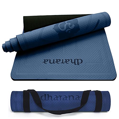 Dharana Esterilla Yoga Mat Antideslizante Profesional- Colchoneta Gruesa para Deportes - Gimnasia Pilates Fitness - Ecológica -183cm Largo - 61cm Ancho - 0.6cm Grosor