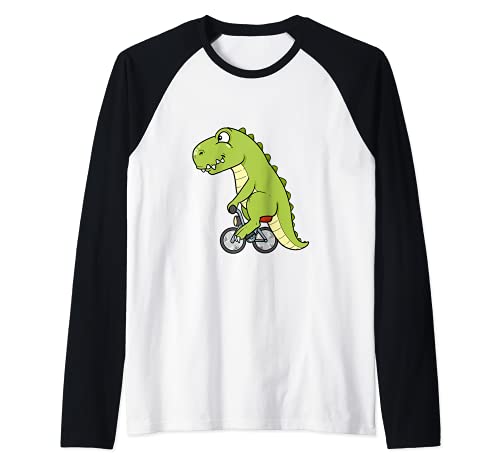 Divertida bicicleta dinosaurio motorista T-Rex bicicleta Camiseta Manga Raglan