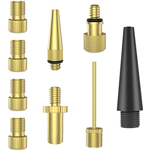 21 herramientas de adaptador de válvula Presta Schrader de latón, aguja de  bomba de bola, adaptadores de bomba de válvula de neumático de bicicleta