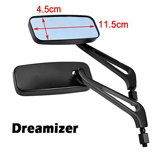 DREAMIZER 8mm 10mm Motocicleta Espejo Retrovisor Rectangular, Estilo Retro Espejo Lateral de Moto Reemplazo para Bobber Sportster XL883 1200 48 Dyna Street Glide Softail Low Rider