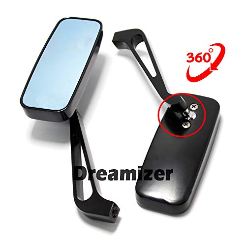 DREAMIZER 8mm 10mm Motocicleta Espejo Retrovisor Rectangular, Estilo Retro Espejo Lateral de Moto Reemplazo para Bobber Sportster XL883 1200 48 Dyna Street Glide Softail Low Rider