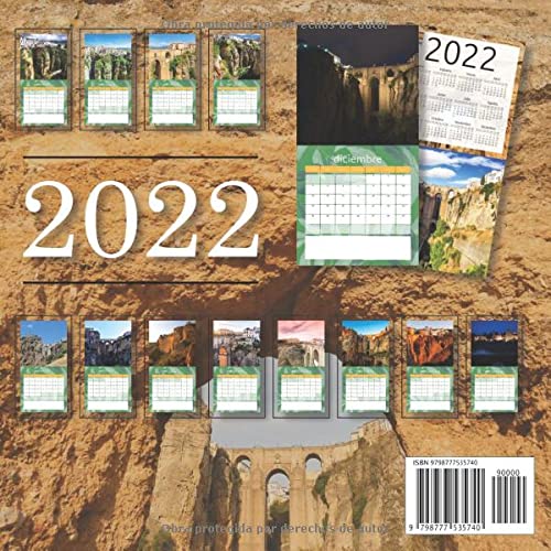 El Tajo Gorge in Ronda Calendario 2022: Calendario 2022 8.5''x8.5'' - Regalos para familiares y amigas amigos - Animales divertidos