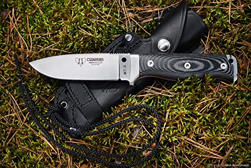 Electropolis Cuchillo de Supervivencia MT-5 Cudeman 120-M, Mango de micarta Negra, Deportivo, Incluye Funda, Herramienta Pesca y Caza, Actividad Deportiva, Camping + Tarjeta Multiusos Regalo