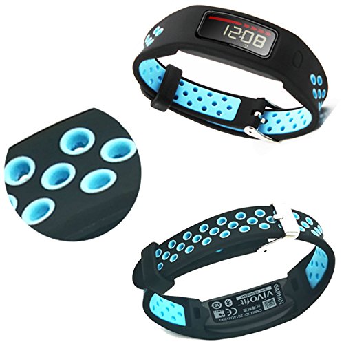 Elespoto Garmin Vivofit Accesorios Correa de Repuesto Banda Deporte Correas para Garmin Vivofit generación Pulsera Fitness Pulsera Reloj Inteligente rastreador Actividad con Hebilla (Black Blue)