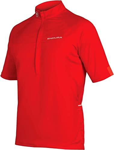 Endura Xtract - Maillot de manga corta para hombre, tejido Airtex, 3 bolsillos traseros, - E3140RD/7, XXL, Rojo