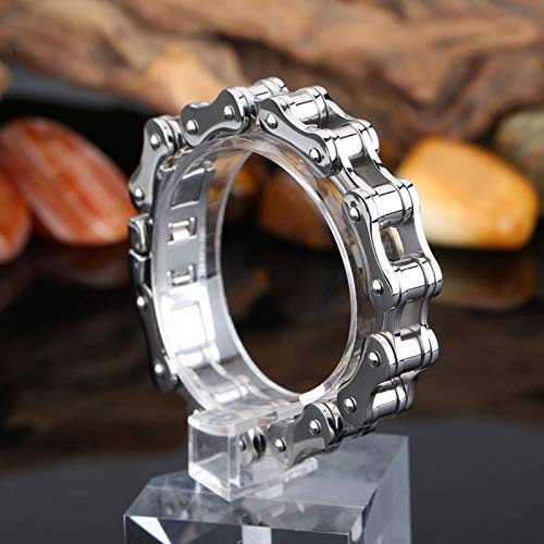 Epinki Hombre Pulsera Titanio Cadena de Bicicleta con Rectángulo Plata Brazalete Encantado 200MM