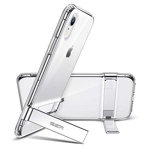 ESR Funda con Kickstand Compatible con iPhone XR 6.1", Carcasa TPU con Soporte Metal Vertical y Horizontal, Anti-arañazos y Anti-gloples,Transparente