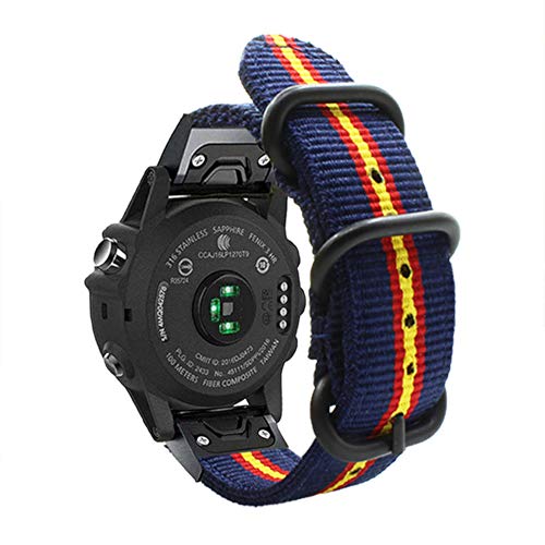 ESTUYOYA - Pulsera de Nailon Compatible con Garmin Fenix 6/6 Pro/5/5 Plus/Forerunner935/Approach S60/Instinct Colores Bandera de España Deportiva Casual Cierre de Seguridad - OTAN