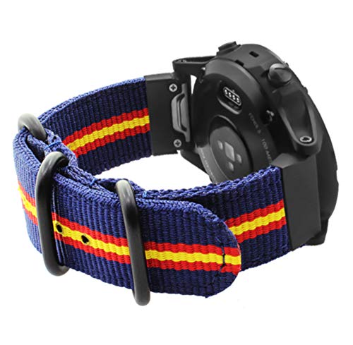 ESTUYOYA - Pulsera de Nailon Compatible con Garmin Fenix 6/6 Pro/5/5 Plus/Forerunner935/Approach S60/Instinct Colores Bandera de España Deportiva Casual Cierre de Seguridad - OTAN