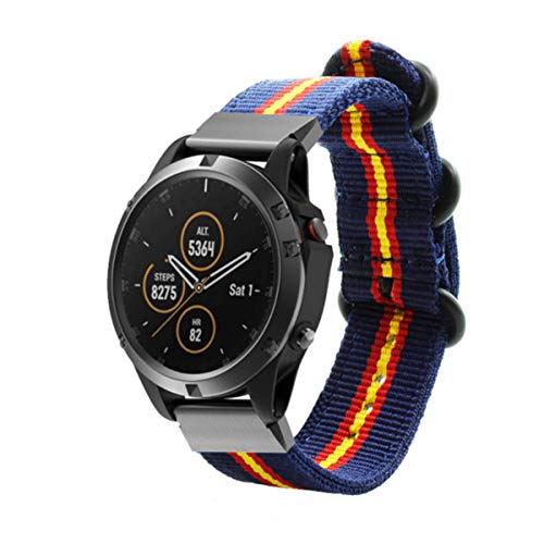 ESTUYOYA - Pulsera de Nailon Compatible con Garmin Fenix 6/6 Pro/5/5 Plus/Forerunner935/Approach S60/Instinct Colores Bandera de España Deportiva Casual Cierre de Seguridad - OTAN