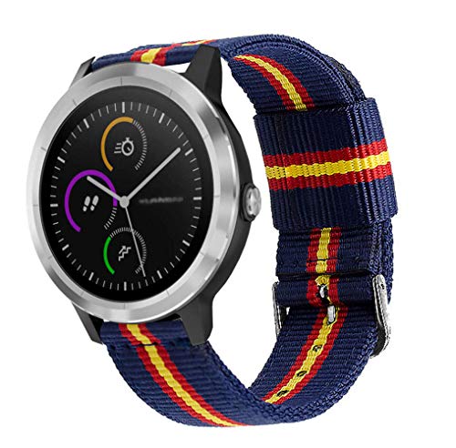 Estuyoya - Pulsera de Nailon Compatible con Garmin Vivoactive 3/Galaxy Watch Active 2/Forerunner 245/645 Music/Suunto 3/Polar Ignite Colores Bandera de España Transpirable Elegante 20mm - OTAN