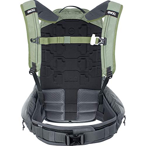 Evoc Sac Trail Pro 16 Vert S/M Mochila de Bicicleta de montaña con protección, Unisex Adulto, Verde Oliva y Gris